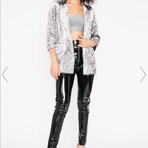 Crushed velvet blazer. Very party.